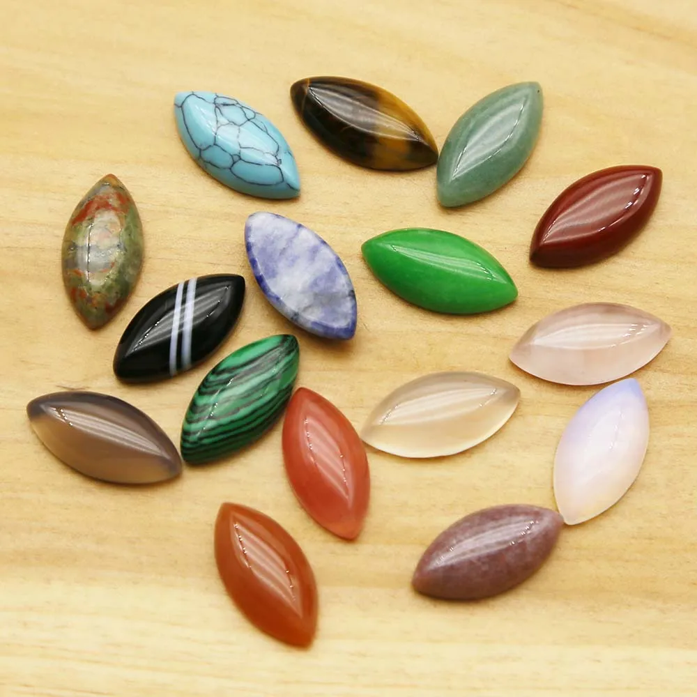 Natural Stone Crystal Agate Eye of Horus Rings Face CAB CABOCHON Horse Eyes Beads Reiki Jewelry Accessories Gift Wholesale 50Pcs