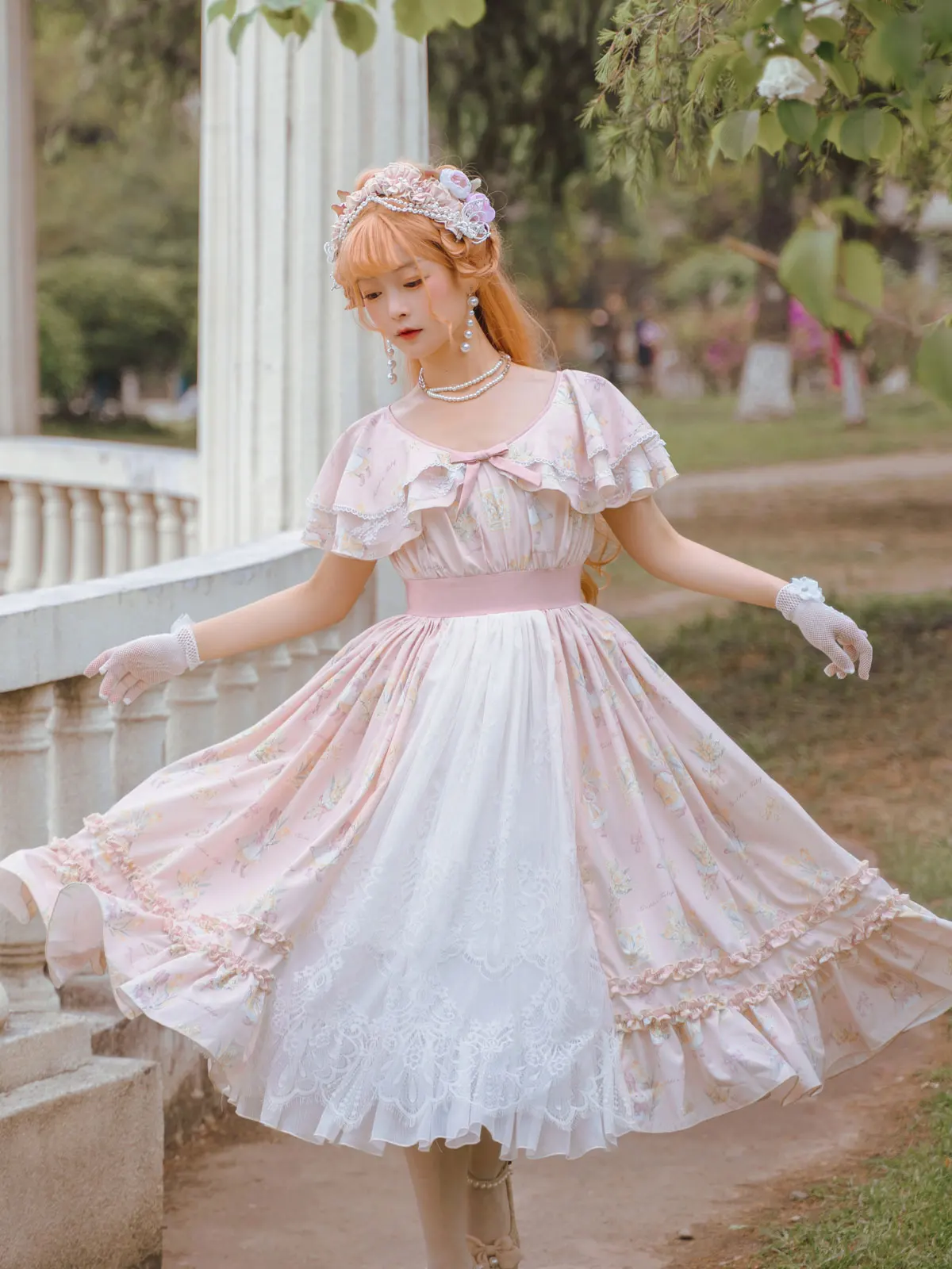 

Розовое платье в стиле Лолита JSK, накидка с оборками, джемпер в стиле ампир, юбки в стиле "Лолита"