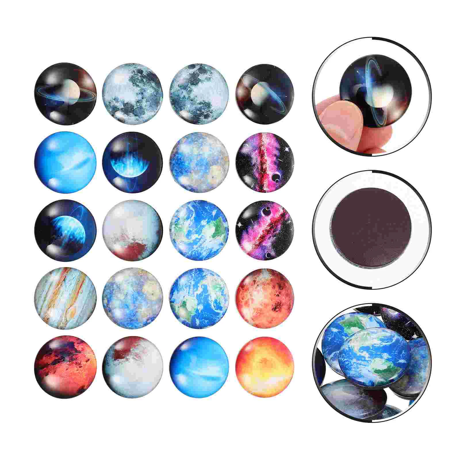 

20 Pcs Planet Glass Patch DIY Fridge Stickers Magnet Magnets White Board Home Magnetic Refrigerator Decors Self Made