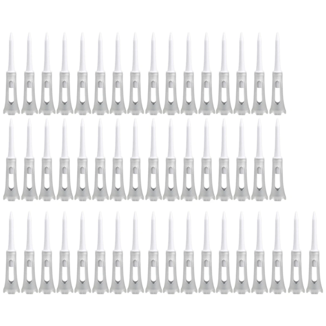 

50Pcs Double Layer Plastic Ball Tee Soft Low Resistance Golf Golf Training Tool White