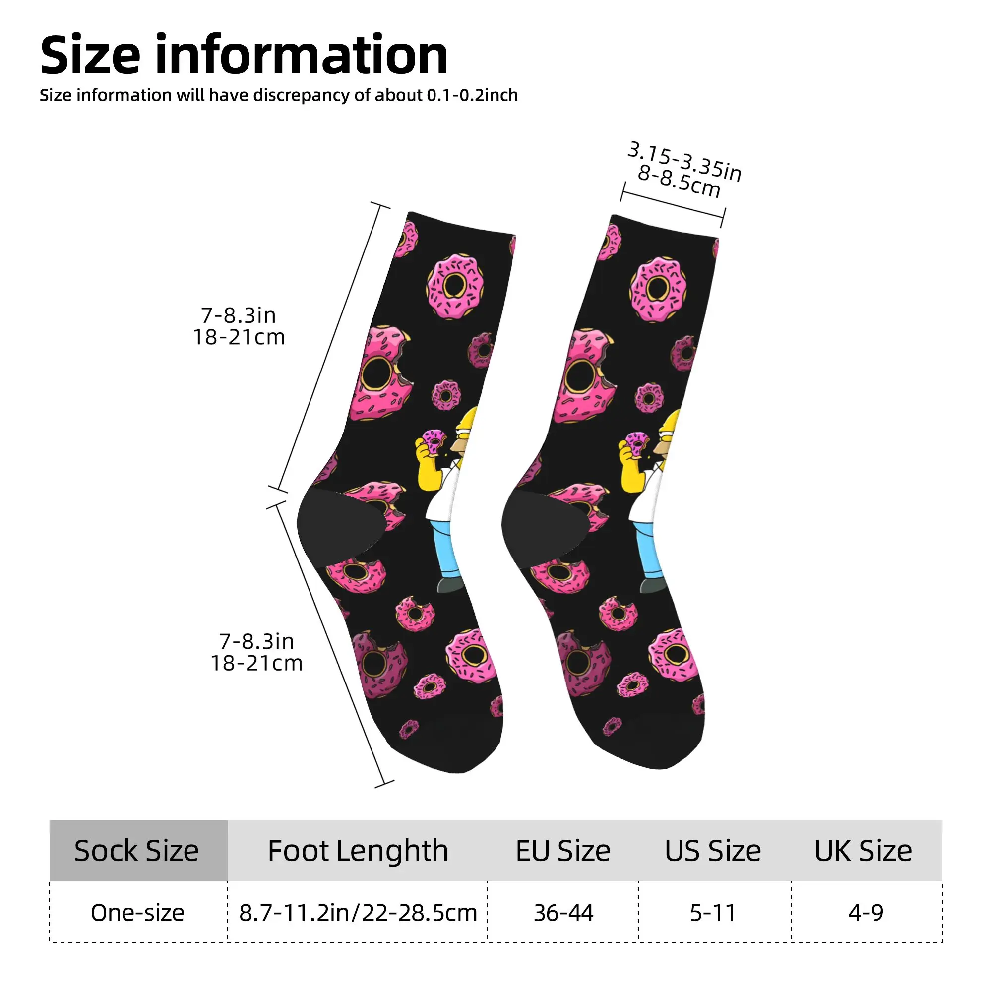 Фото Носки S-Simpsons Homer Donut Pink Sprinkles Design Harajuku, зимние нескользящие носки, унисекс, мужские, для занятий спортом на открытом воздухе №5