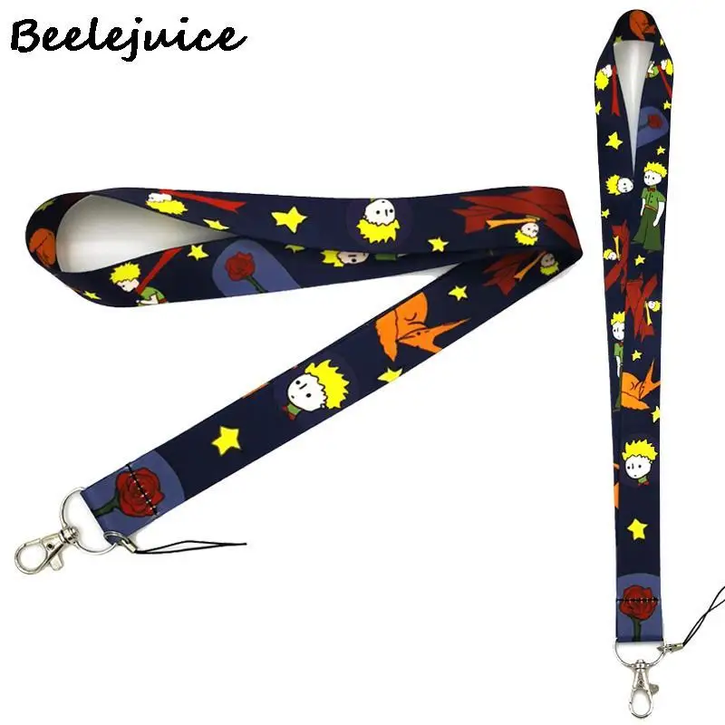 

24pcs Little Prince Black Neck Strap Lanyards ID badge card holder keychain Phone Strap Gift Ribbon webbing necklace Decoration