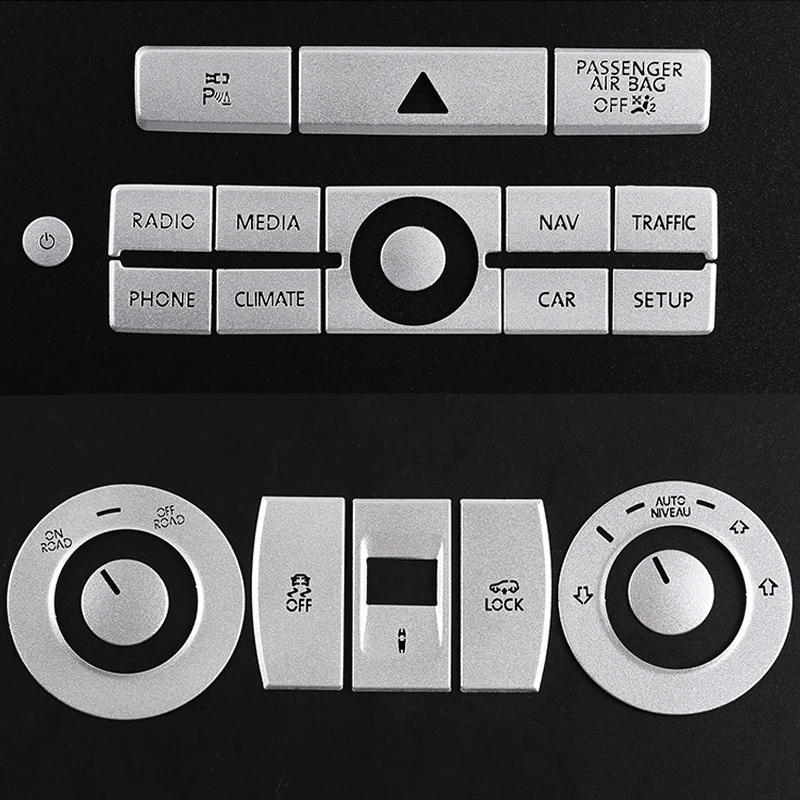 

Navigation Button Stickers for Volkswagen Touareg 2011-15 Suspension Adjustment Button Stickers Silver Car Interior Accessories