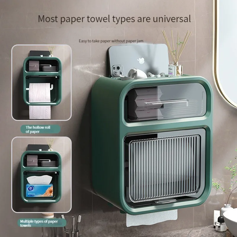 

New Multifunction Waterproof Toilet Paper Holder Toilet Tissue Storage Box Wall Mount Tissue Box Bathroom Paper Tissue Holder