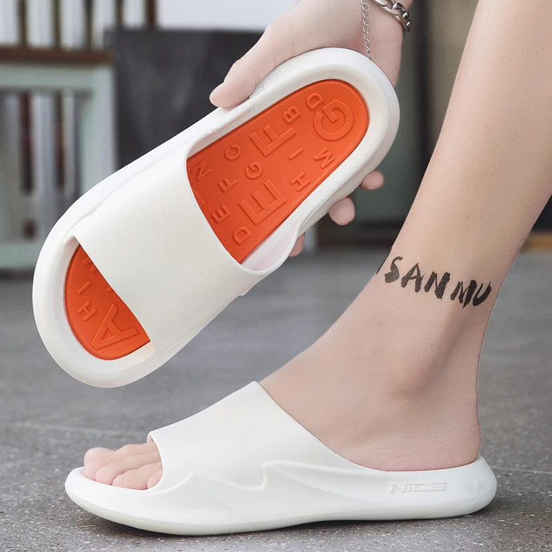 

Summer Womens Slippers Fashion Design Runway EVA Smelless Thick Sole Slides Pool Beach Flip Flops Male Ladies Indoor Bath Slides