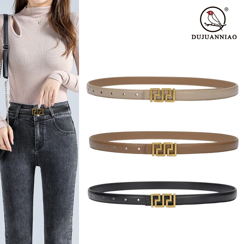 Ms belt fine leather belt black simple decoration casual jeans with cowhide leather belt for women