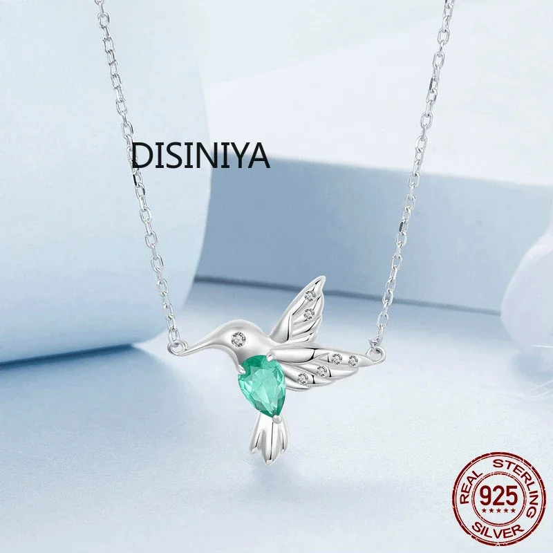 Ожерелье-колибри из стерлингового серебра 925 пробы с покрытием белого золота