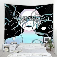 boho psychedelic girl decorative tapestry mandala boho hippie wall tapestry for home bedroom decorative tapestry