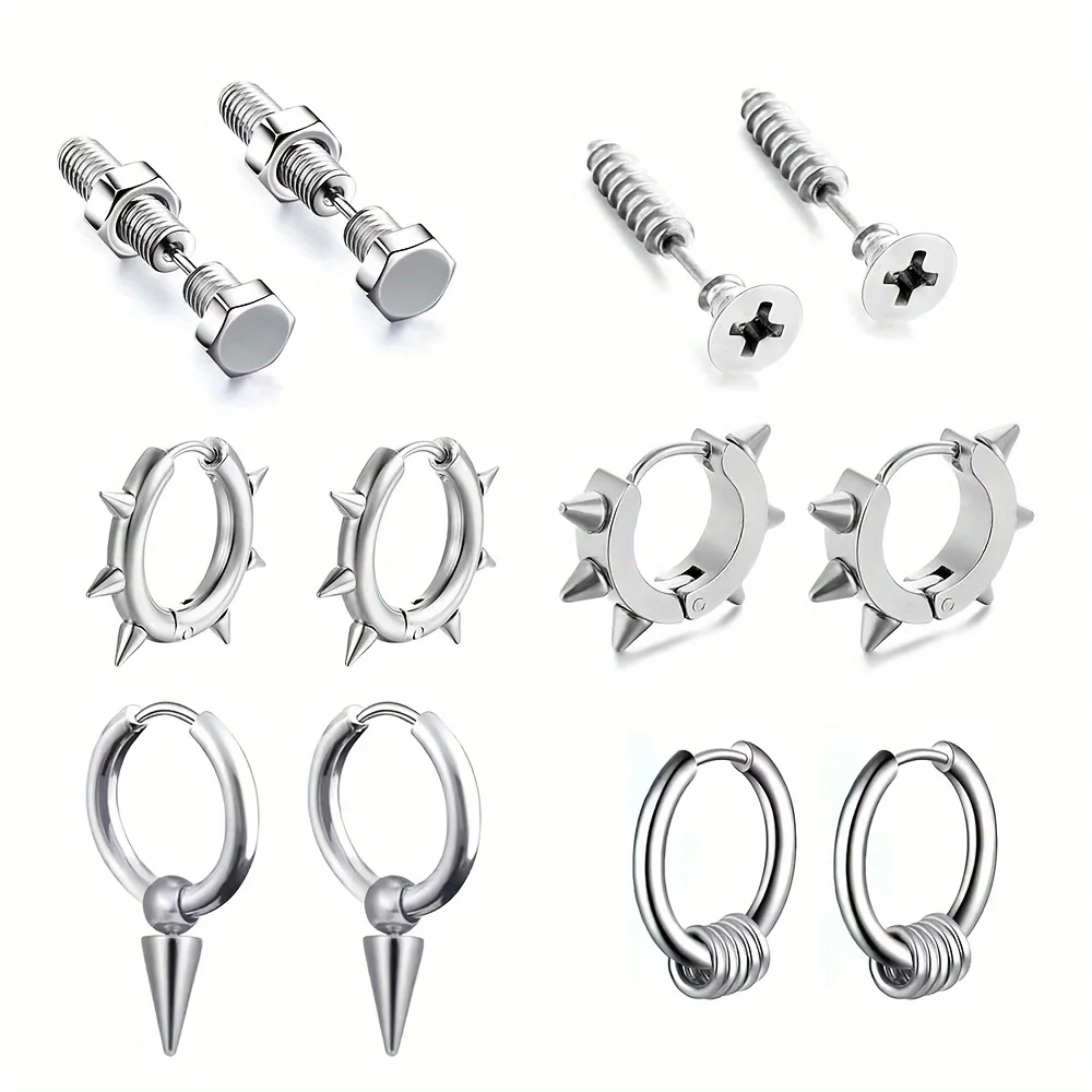 2/12 шт. серьги-гвоздики из нержавеющей стали