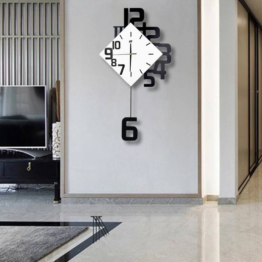

Swing Wall Clock Modern Design Nordic Style Living Room Wall Clocks Home Decor Modern Creative Bedroom Silent Wall Clock