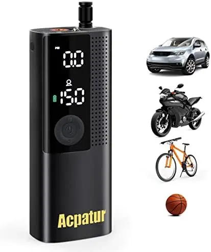 

Air Compressor Tire Inflator, 150 PSI & Cordless Easy Operation, Accurate LCD Screen-Air For Cars,Bikes, Motorcycles, Balls