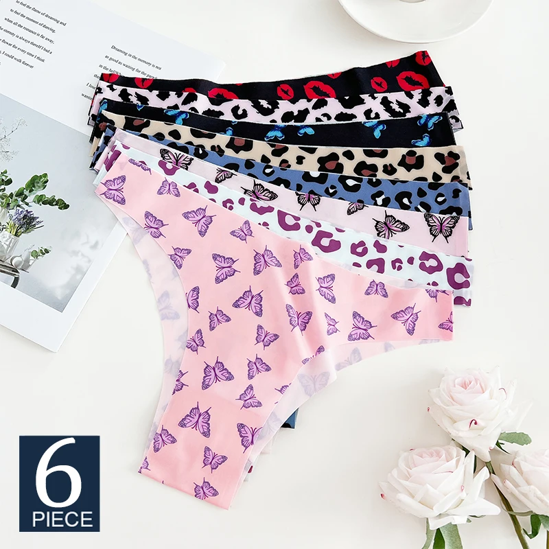 6 шт. Женские Бесшовные тонкие Трусы-стринги с низкой посадкой