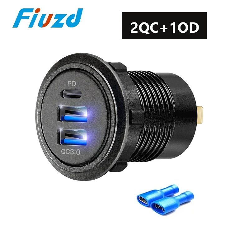 Фото Автомобильное зарядное устройство USB Type-C, 12 В/24 В, Usb Outlet36W, 2 порта, автомобильное зарядное устройство, розетка для морского автомобиля, мотоцикла, грузовика №2
