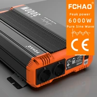 fchao 6000w pure sine wave inverter 12v 24v to 220v 110v power converter lcd display voltage transformer auto accessories ups
