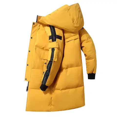 Мужской пуховик средней длины, приталенная ветрозащитная куртка в Корейском стиле, зима 2022