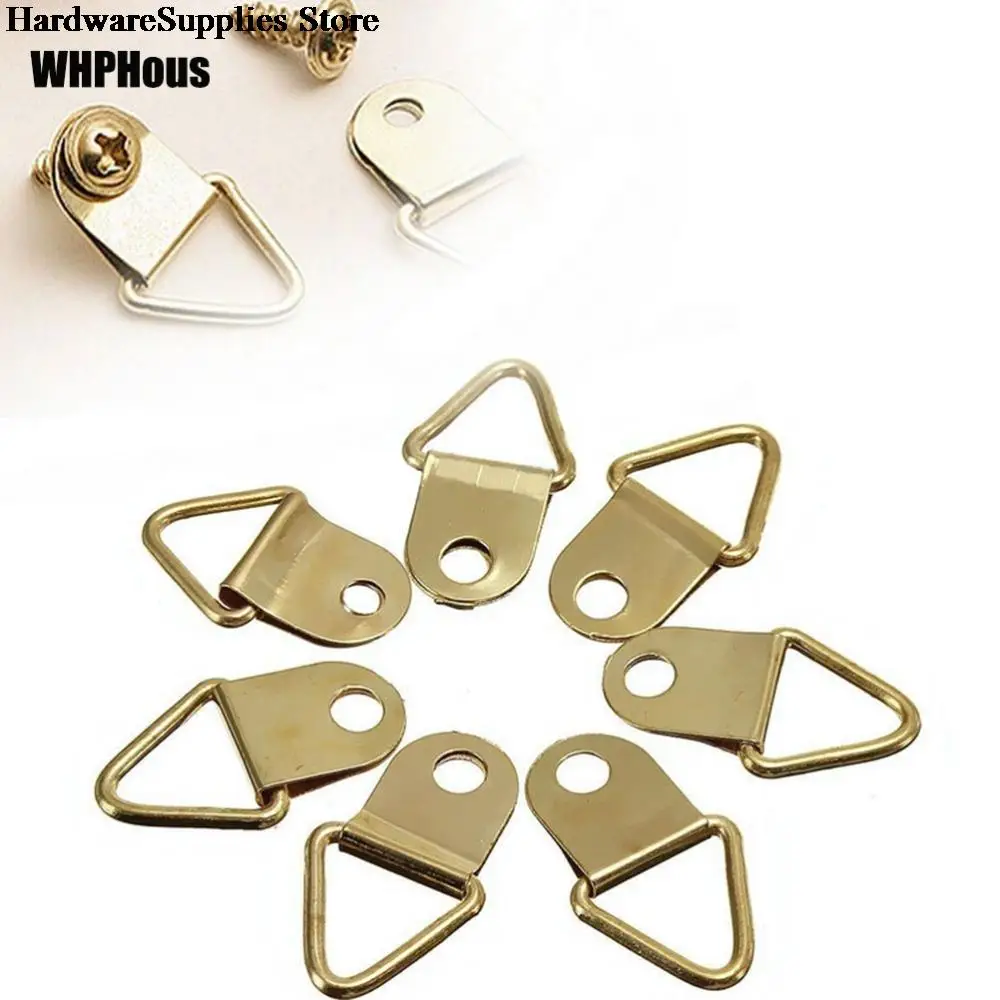 

20 Pcs/lot Picture Hangers Golden Brass Photo Picture Frame Wall Mount Hanger Hook Iron Ring