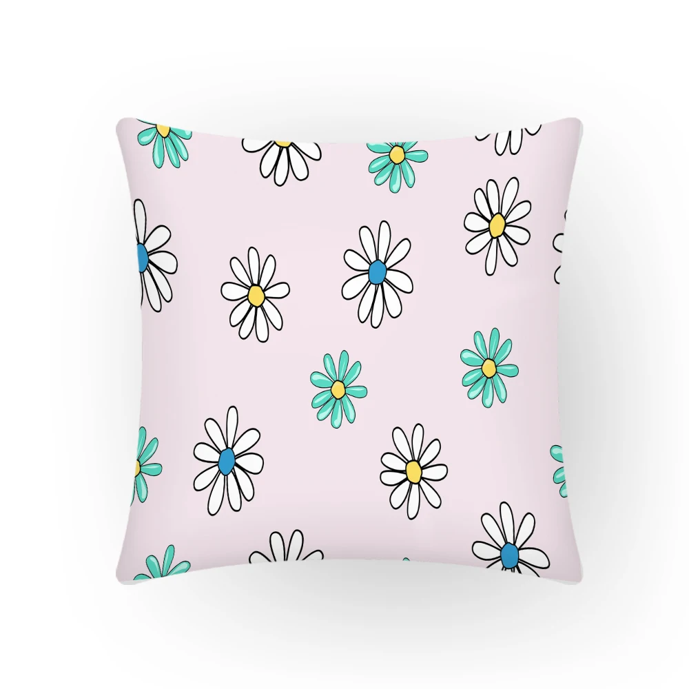 

Home Decor Summer Nordic Polyster Linen Pillowcases for Pillows 45x45 Artistic Flower Cushion Cover Floral Velvet Textile E2021