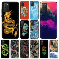 matte phone case for samsung s21 plus s20 fe s10 lite s9 dragon art print black soft cover for galaxy note 20 ultra 10 pro 9 8