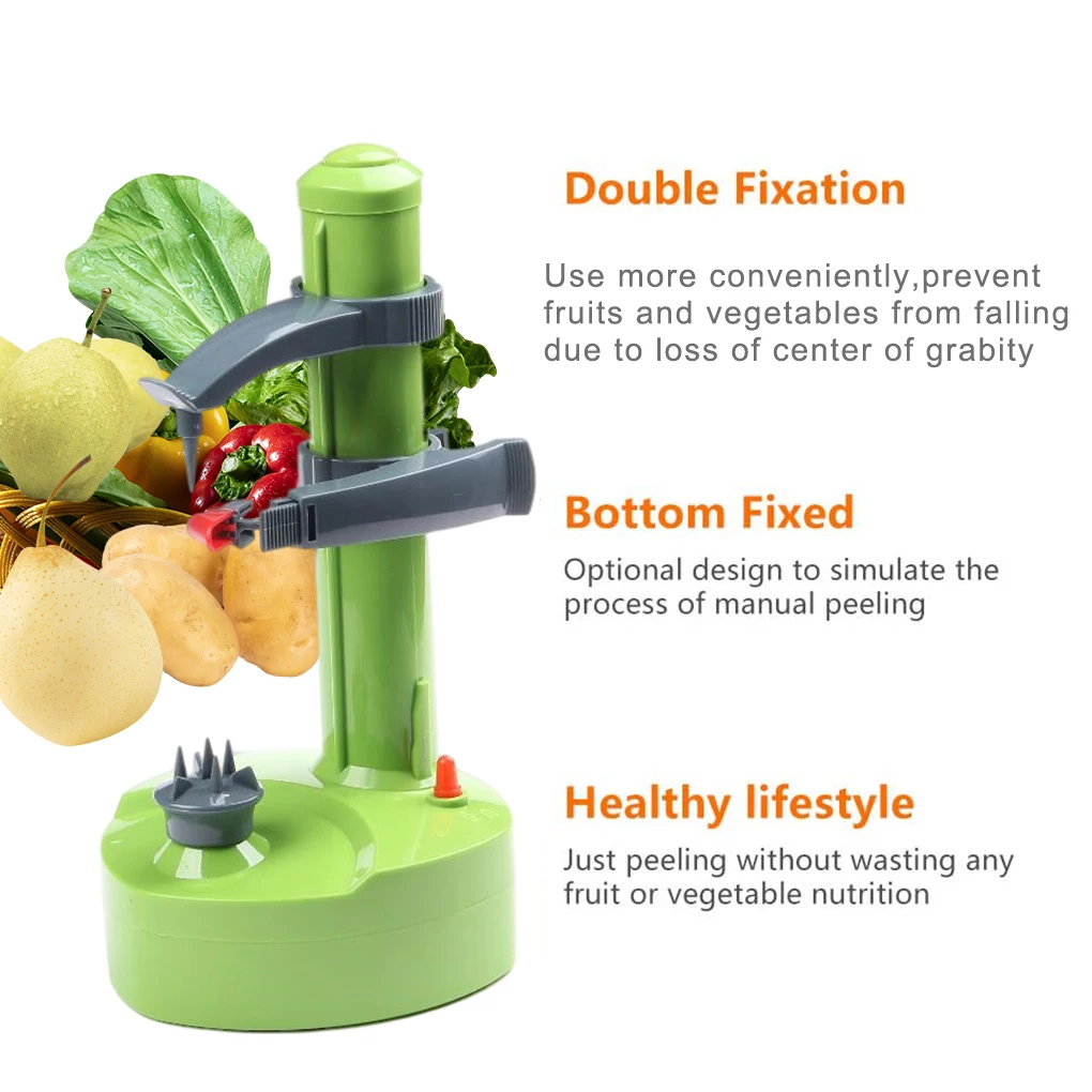 

EU Potato Peeler Spiral Non-slip Fruit Lemon Peeling Machine Household Tools Battery Operated Zester Slicer with Charger Red