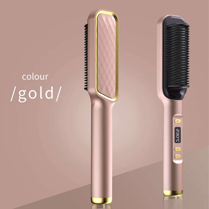 

2-In-1 Electric Hair Straightening Multifunctional Comb Curling Iron Styler With LCD Display Straight Comb US Plug