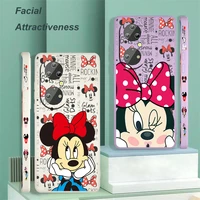 disney cute minnie mouse case for huawei p50 p40 p30 p20 pro lite e y9s y9a y9 y6 2020 nova 5t liquid left rope phone cover