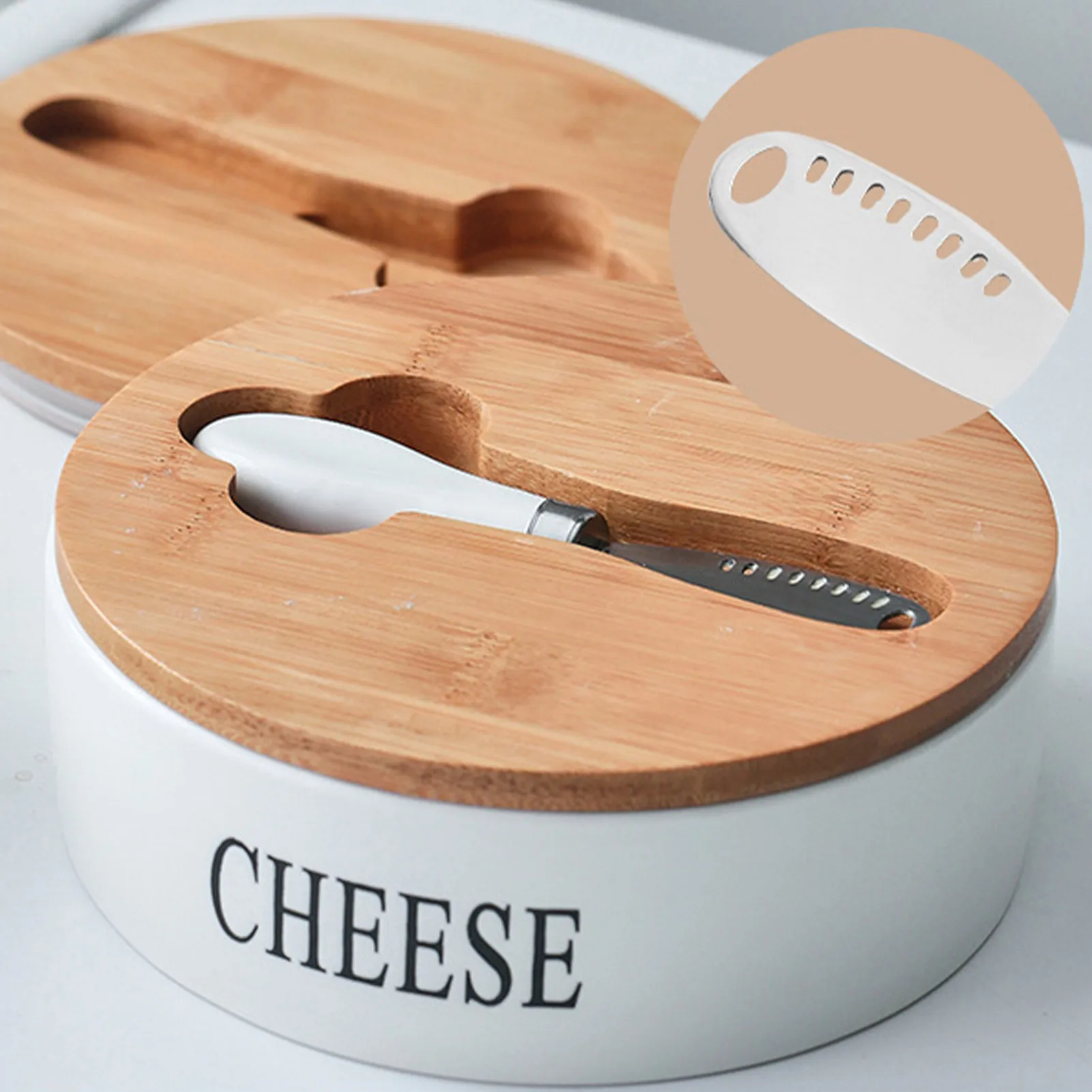 

2022 Скандинавская герметичная коробка для масла, керамическая тарелка для масла с крышкой и ножами, набор лоток для хранения сыра, контейнер,...