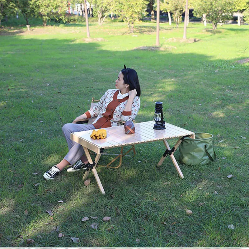 All-Aluminum Alloy Egg Roll Table Ultra-Light Portable Picnic Hike Camping Table Outdoor Folding Lightweight Recreation Table