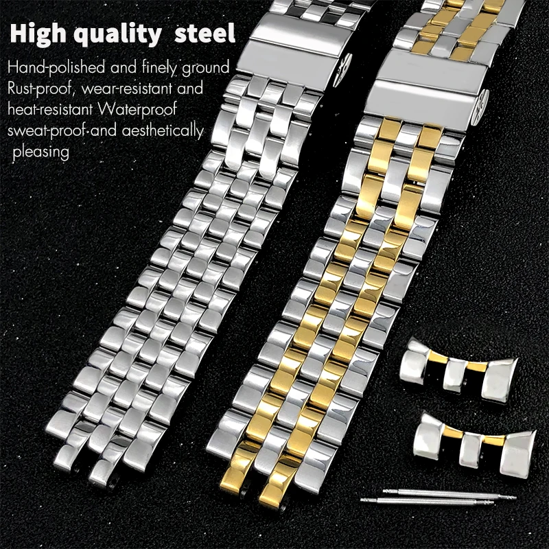 Фото 22 мм высококачественная нержавеющая сталь для MiDO BARONCELLI M8690 серии, серебристый, розовое золото, водонепроницаемый ремешок для часов с изогнутым концом №2