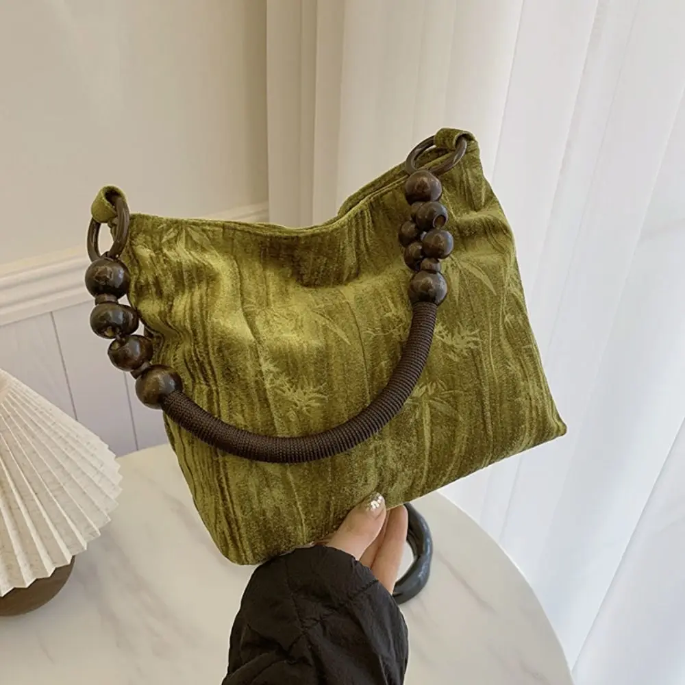 Сумка на плечо в китайском стиле с принтом листьев Традиционная сумка-тоут