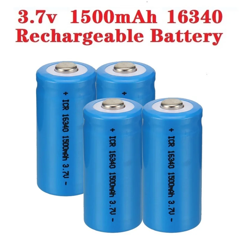 Фото Аккумулятор 16340 CR123A 3.7V 1500mAh, перезаряжаемые литий-ионные батареи для светодиодных фонарей, дорожное зарядное устройство для аккумуляторов CR123A 16340 №5