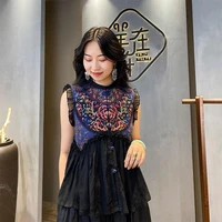 2022 chinese traditional vest womens elegant vest sleeveless coat women flower embroidery oriental tang suit improved hanfu