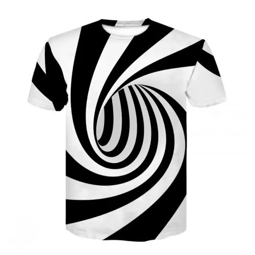 Popular 3D vortex hypnotic print creative t-shirt 2024 summer men's and women's fashionable short-sleeved sports