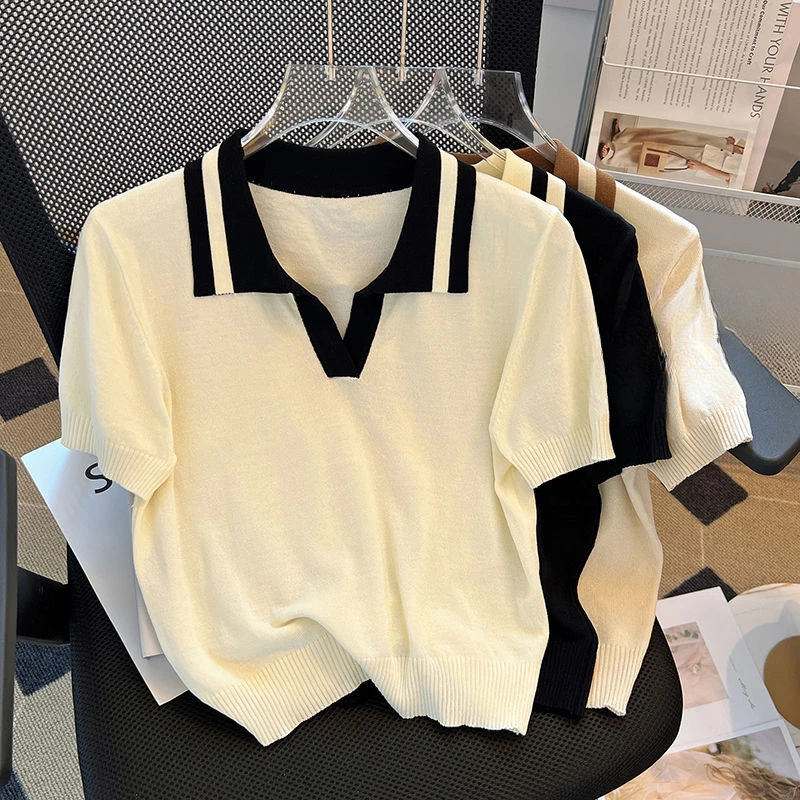 Летняя новая женская футболка с коротким рукавом женский Шелковый модный топ