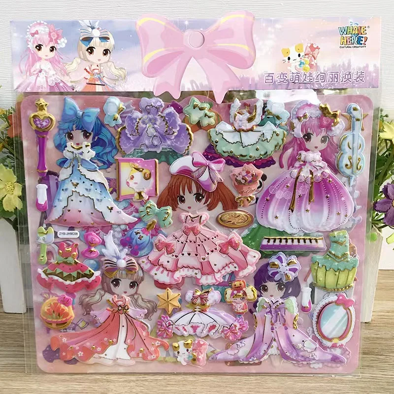 

Princess Stickers Dress Up Dolls for Girls, Cartoon Girls Kawaii 3D thickening Stickers Activity for Laptop Book Girls Kids Gift