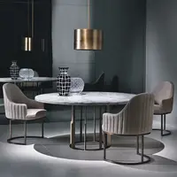 Contemporary Style Dining Home Sets Fabric Chair Upholstered Chair Velvet Hotel Restaurant Chair Metal Base Dining Chair