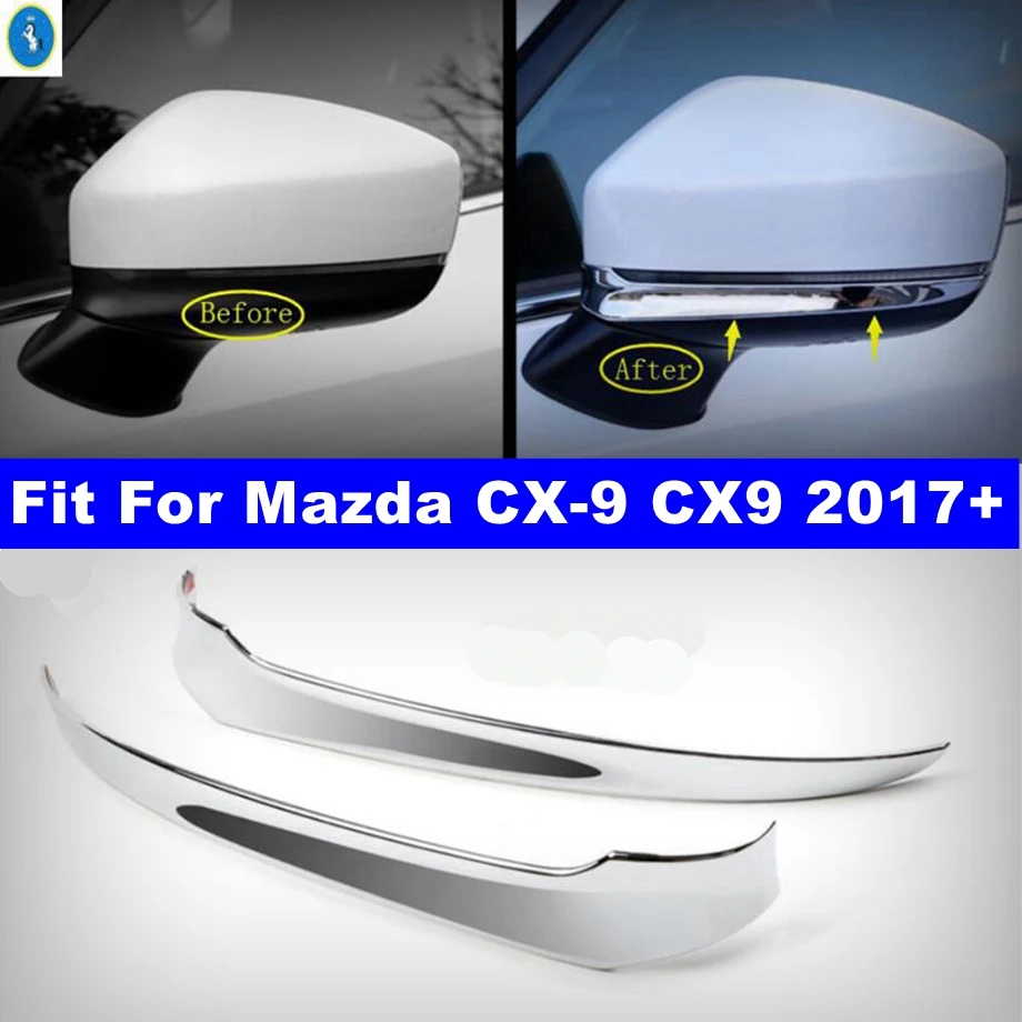 

Door Rearview Mirror Streamer Anti-rub Rubbing Strip Cover Trim Fit For Mazda CX-9 CX9 2017 - 2020 Chrome Exterior Accessories