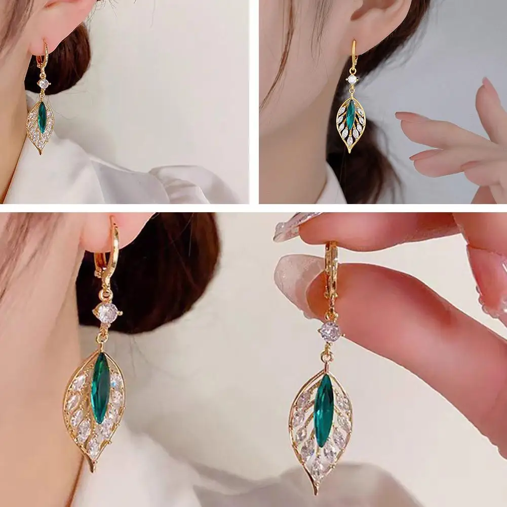 Стильные женские серьги роскошные аксессуары из сплава в виде листьев подарки