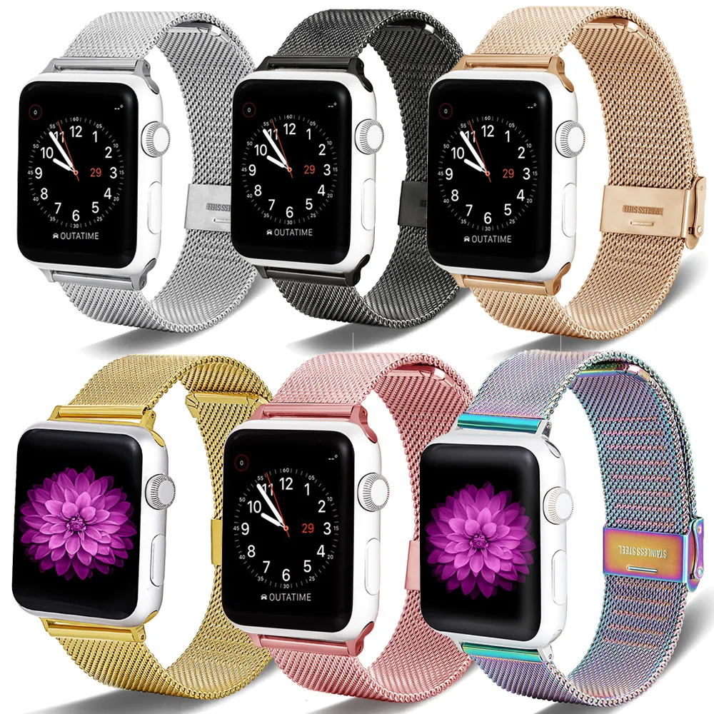 Фото Ремешок Niceese из нержавеющей стали для Apple Watch 7/6/SE/5/4/3/2/1, ремешок 38/4240/44,41/45 мм, браслет, металлический ремешок, серия черных ремешков №5