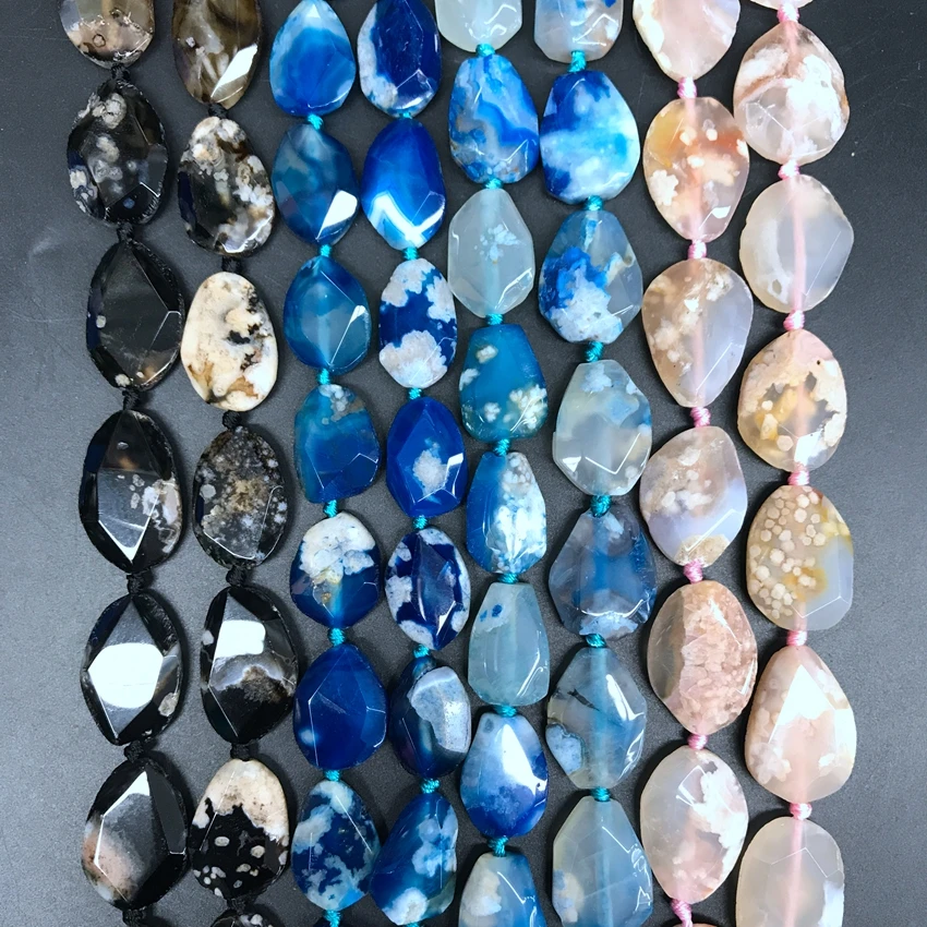 Ожерелье из амазонита сделай сам граненые Квадратные бусины Сакура и агата нитки