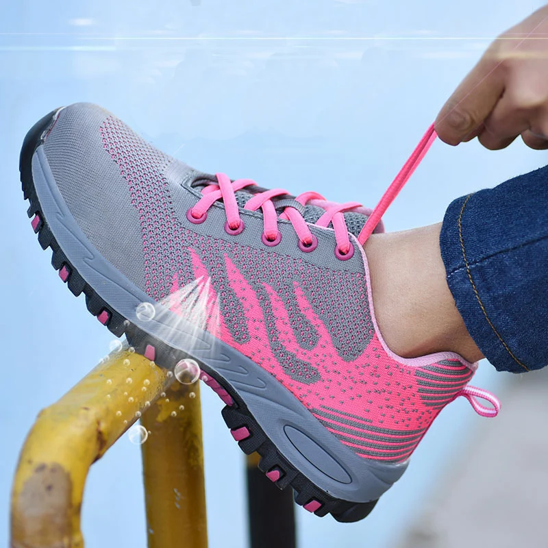 

Женские Модные рабочие кроссовки со стальным носком, защитная обувь, розовые рабочие безопасные кроссовки, женские защитные низкие ботинки...