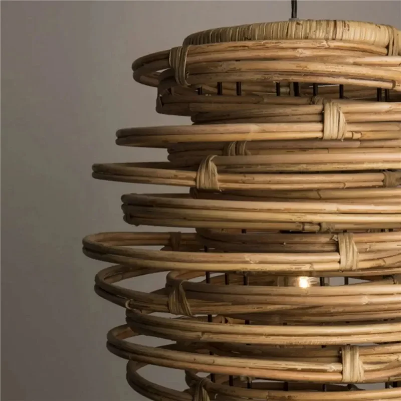 Светодиодная люстра из ротанга для гостиной спальни кухни декор ретро-столовая