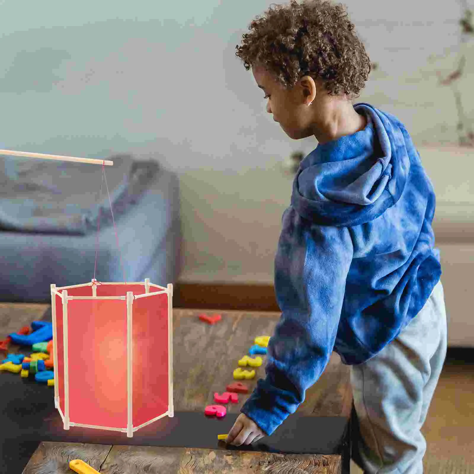 

2 Sets Kids Unfinished Wooden Lantern Frame DIY Hexagonal Lantern Frame