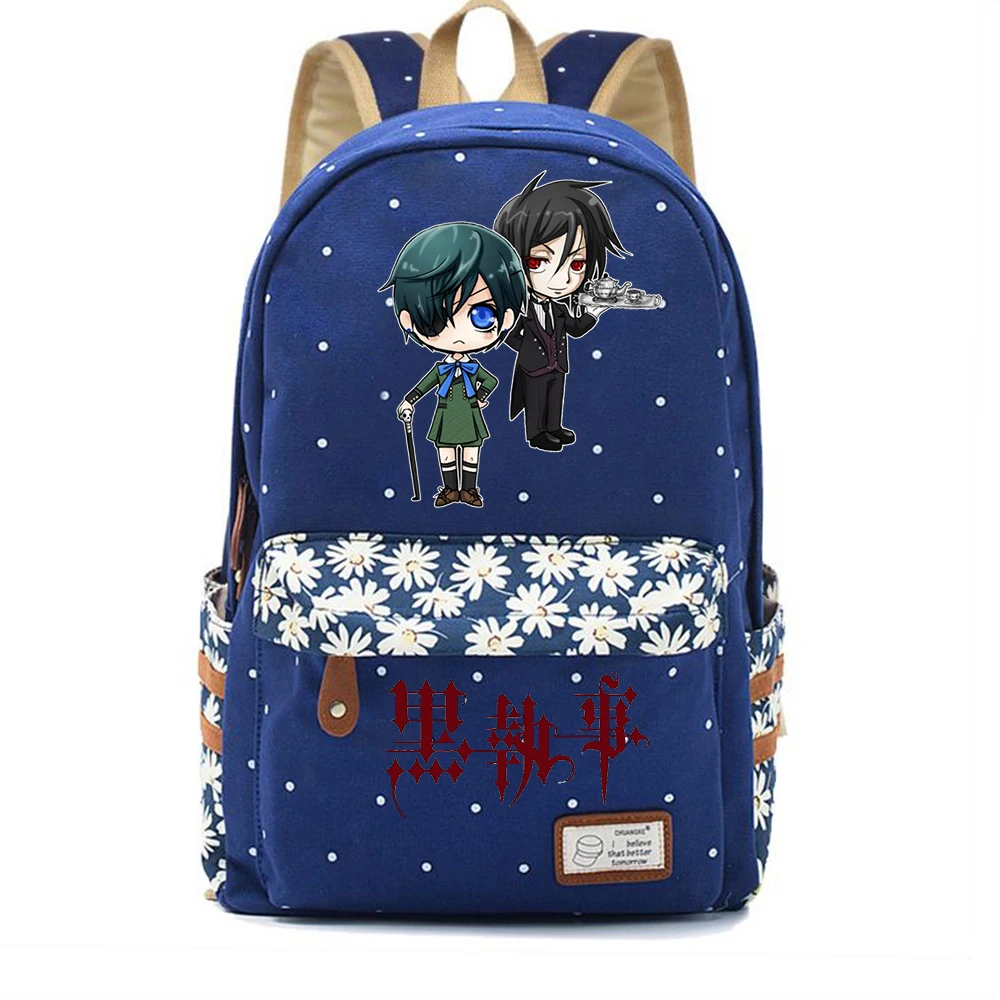 

Anime Black Butler Packsack Casual Backpack Unisex Student Cartoon Schoolbag High Quality Dark Blue Knapsack Travel Laptop Bag
