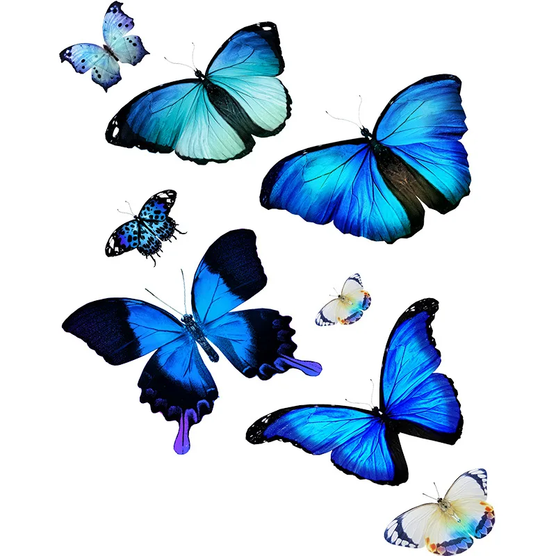

Font Series Fantasy Blue Butterfly Creative Sticker Door Mirror Window Bedroom Offices House Wardrobe Refrigerator Home Decor