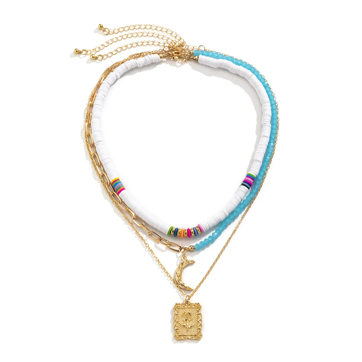 Женское геометрическое ожерелье из мягкой полимерной глины |