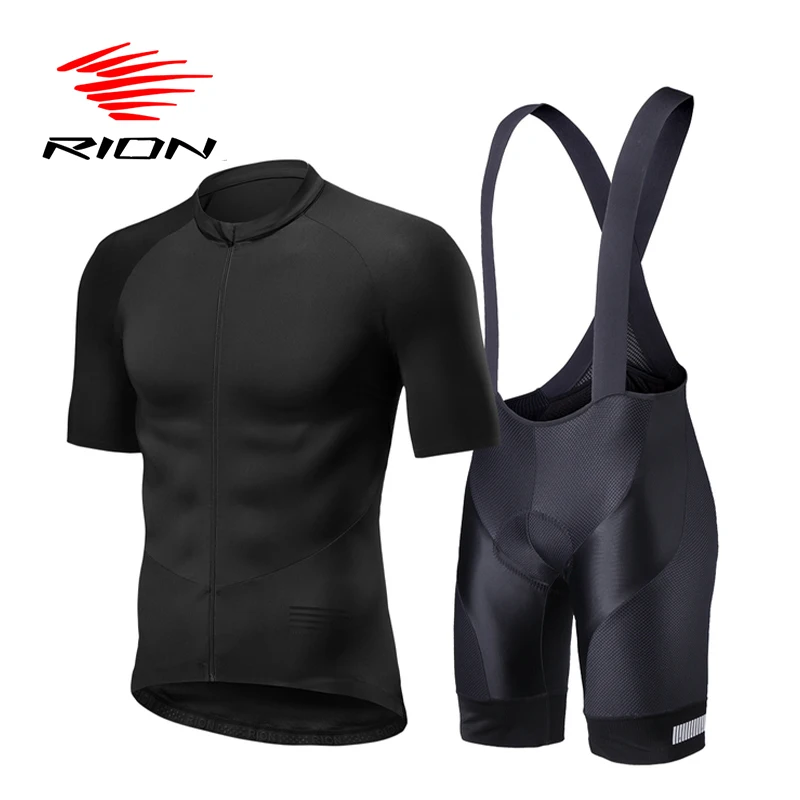 RION Pro Jersey Sets For Men Bicycle Bib Shorts Elastic Cycling Clothing Summer Outfit Road Bike Shirt Downhill Mtb Braces Pants