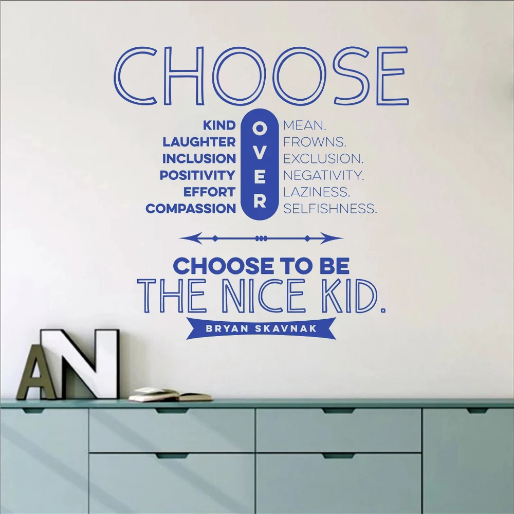 

Wall Stickers Choose To Be The Nice Kid Quotes Decals For Kids Rooms Livingroom Decoration Murals Removable Vinyl Poster HJ1094