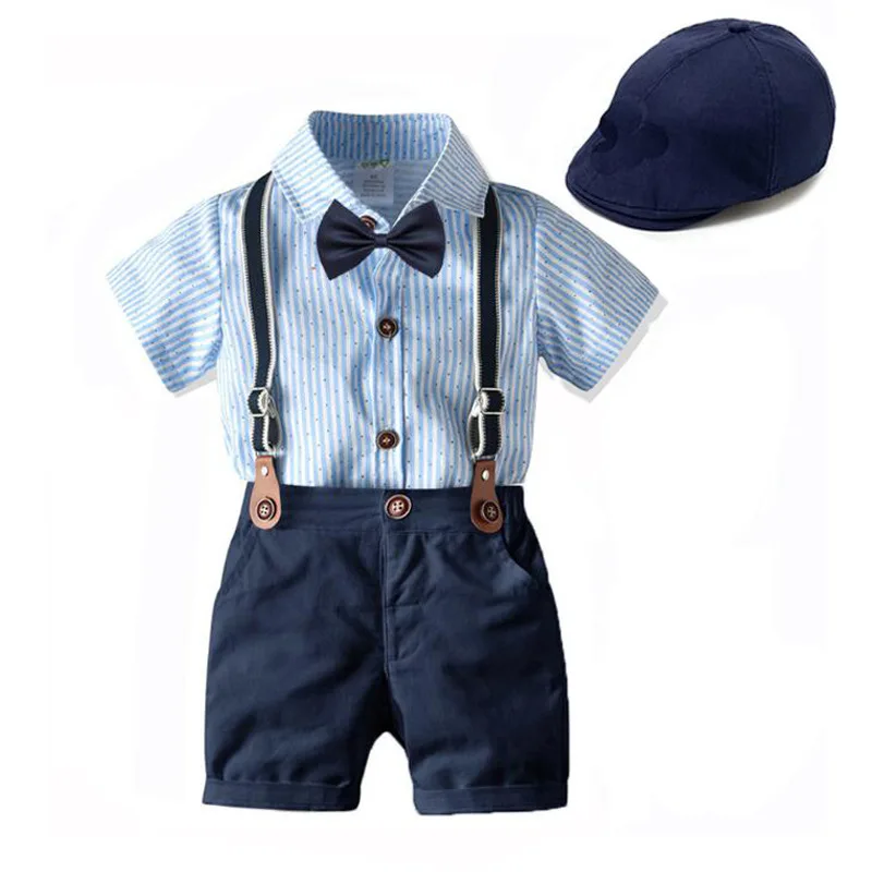 Toddler Boys Clothing Set 2023 Summer Baby cotton stripe Children Kid Clothes Suits 3pcs birthday Party Costume 1 2 3 Year Gift