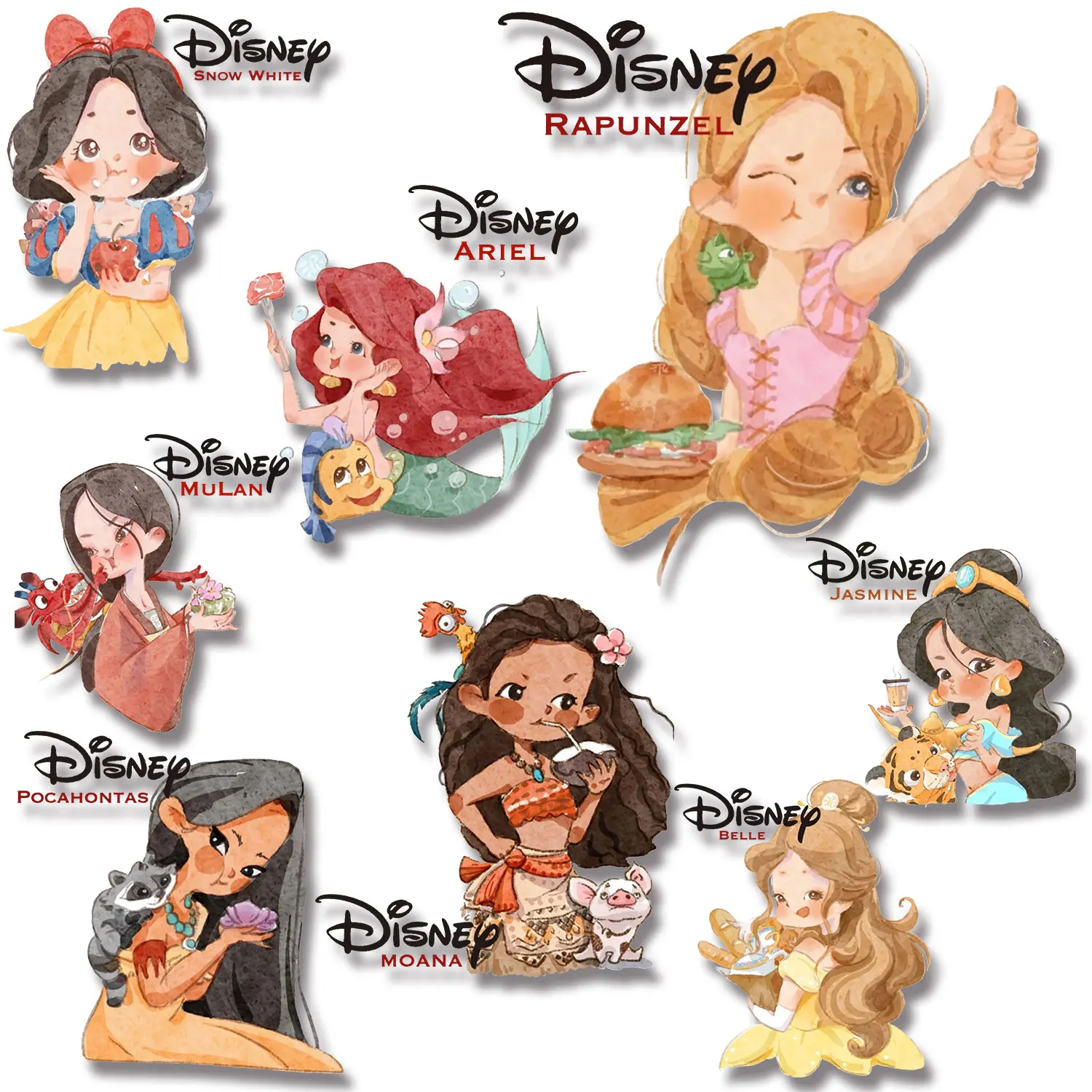 

Disney Princess Cartoon Stickers Iron on Patches Applique for Cloth Easy to Use Decoration Accessories Appliques