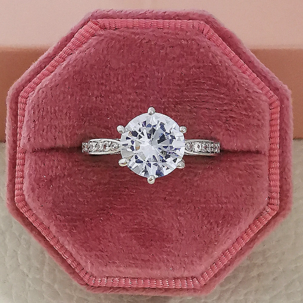 

2022 New Luxury Halo silver color designer Engagement Ring for Women Anniversary Gift Jewelry Wholesale R6554